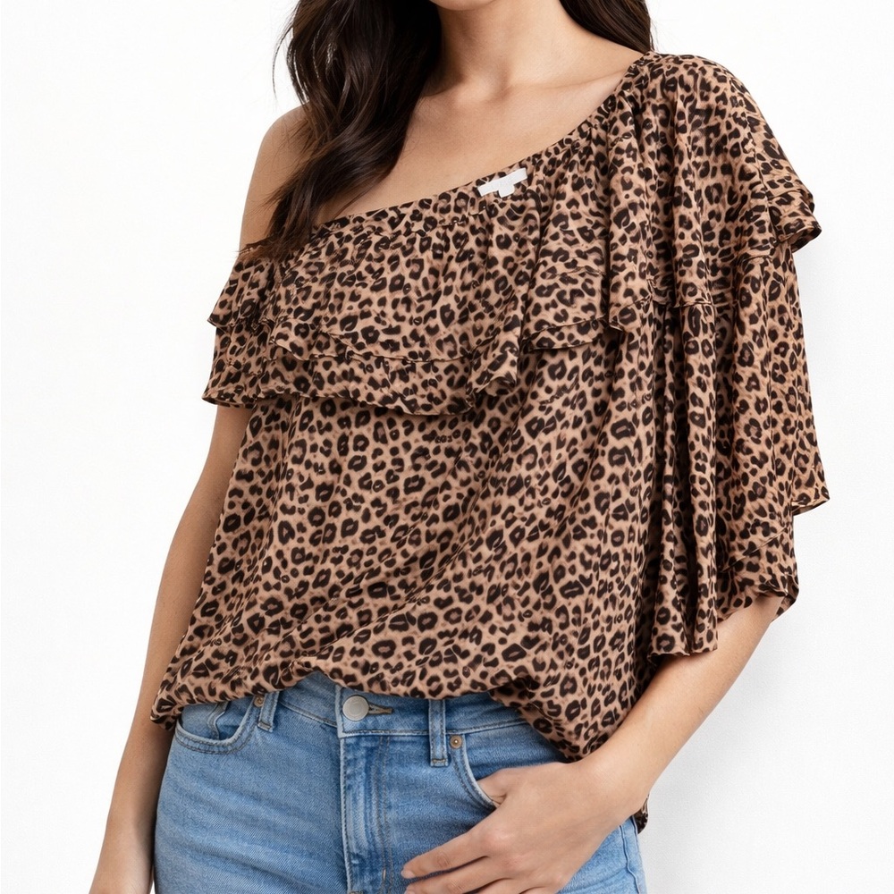 ODDY Leopard‎  One Shoulder Blouse